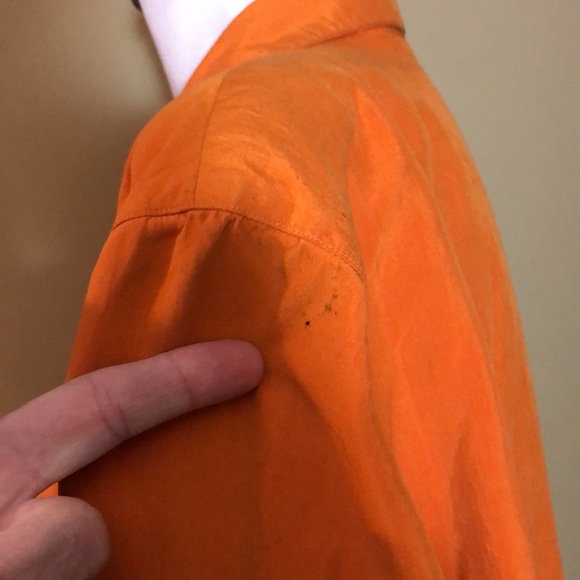 VINTAGE’80s Anne Klein II Size Medium 100% Silk Vivid Orange Longline Blazer - Picture 13 of 16